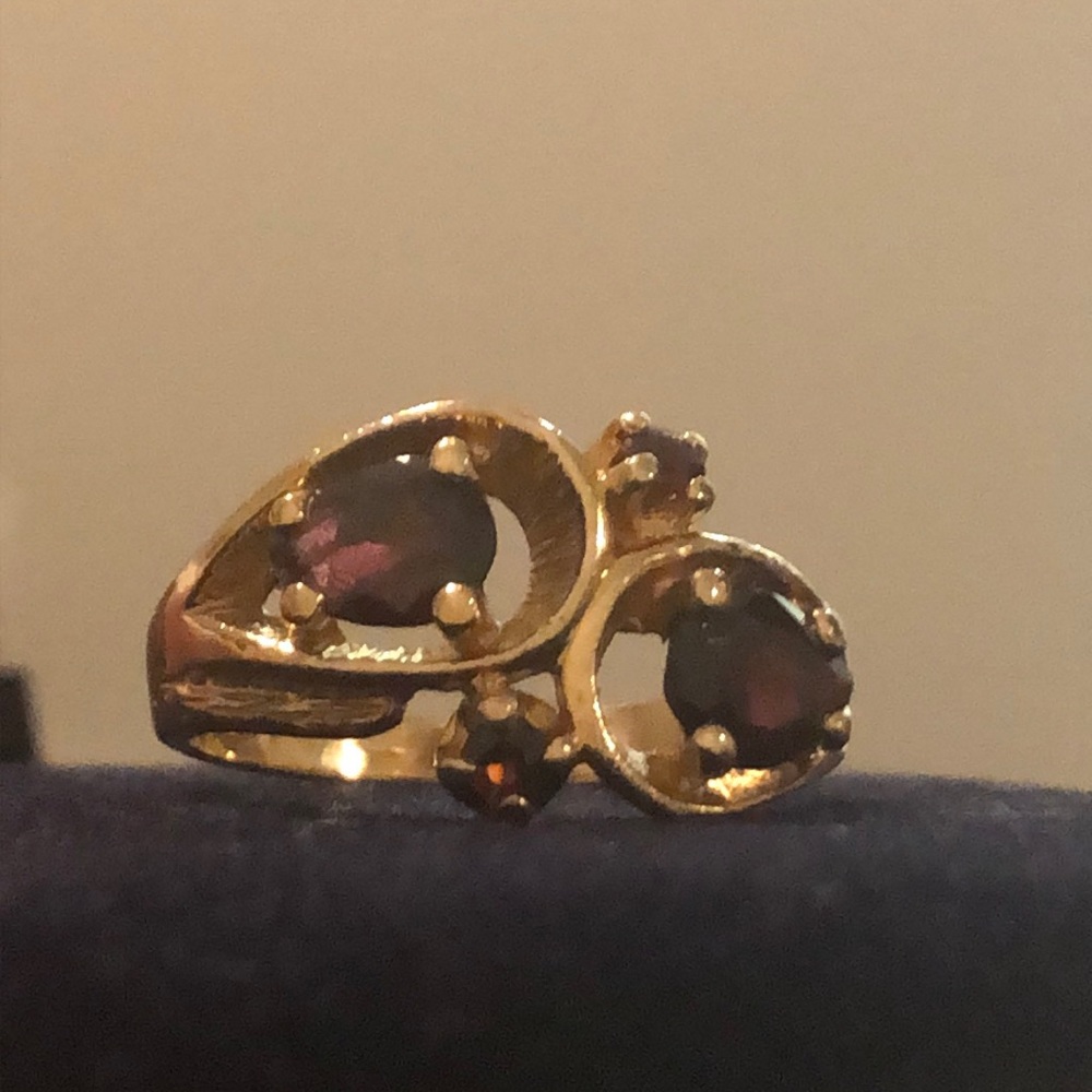 14kt gold garnet cocktail ring.
